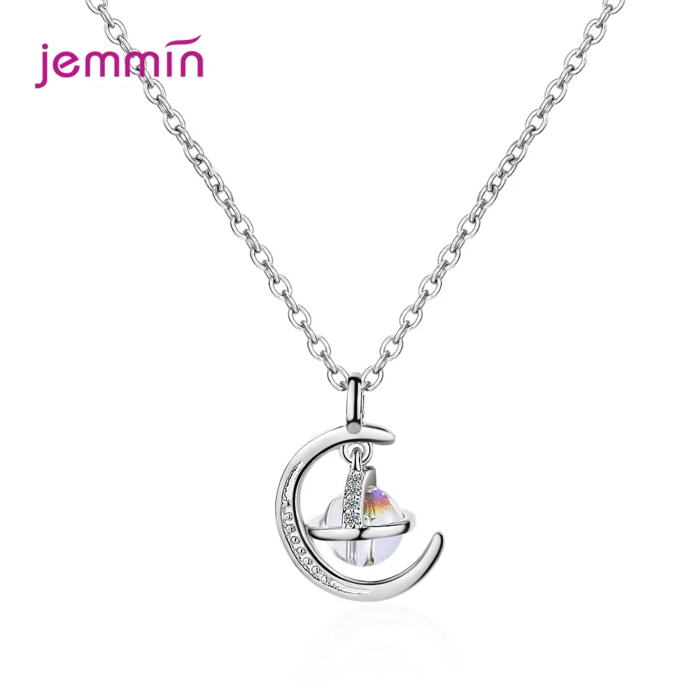 Большая Акция подлинное серебро 925 пробы кулон ожерелье Луна и планета Подвеска