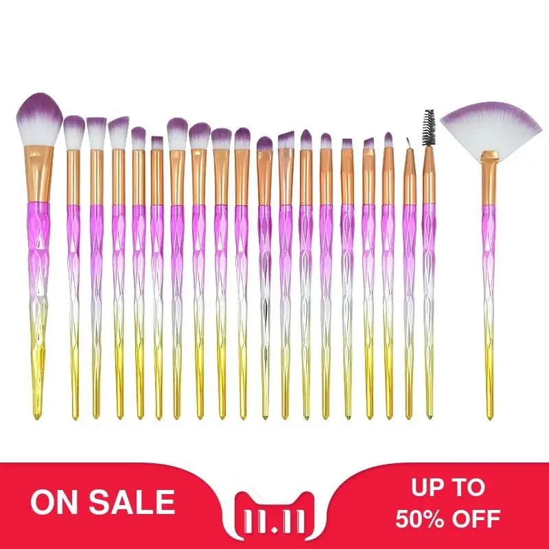 20 шт. Фиолетовый единорог тени для век подводка глаз растушевка набор кистей