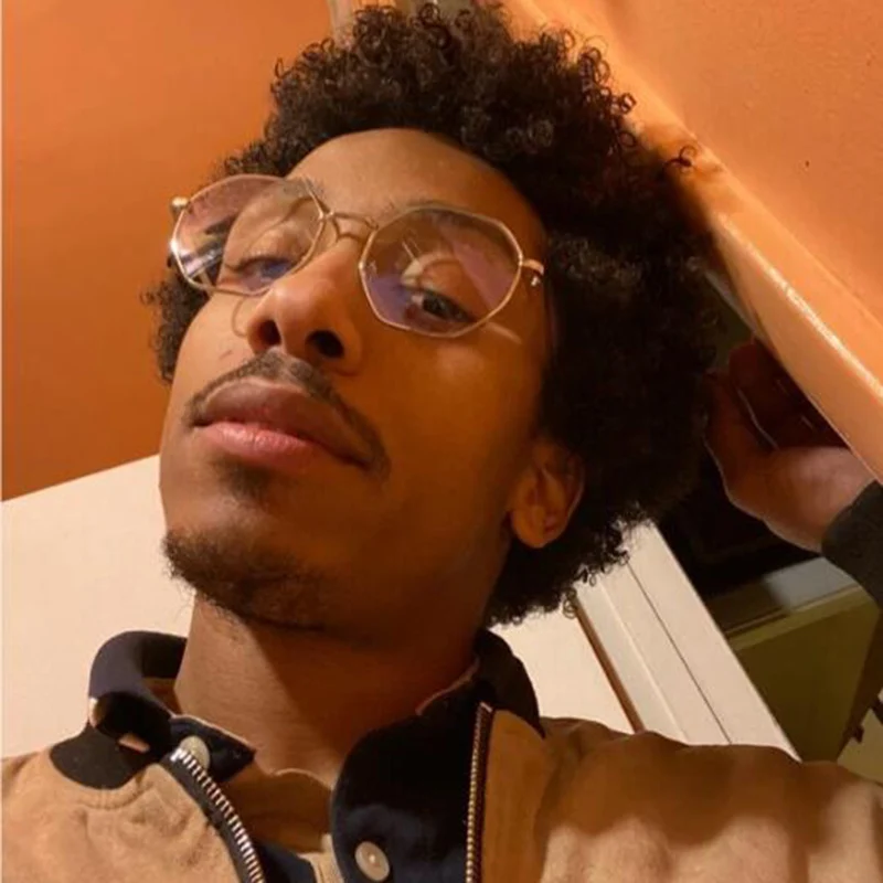 

Fashion Polygonal Iiterary Flat Mirror Glasses Women Retro Metal Frame Anti Blue Light Blocking Eyeglasses Luxury Brand Designer