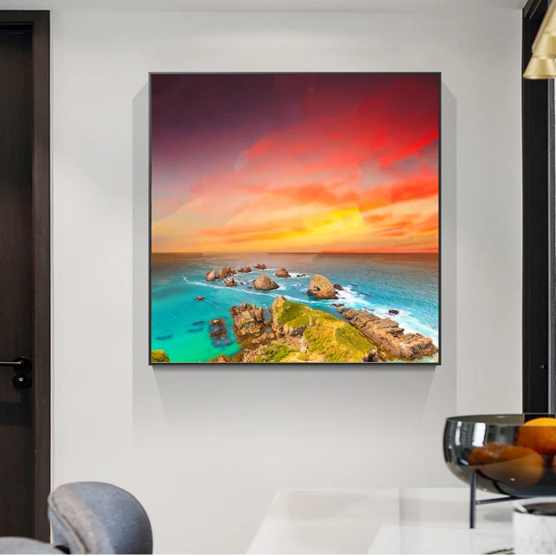 Закат пейзаж Плакат стены искусства холст картина Приморский Пейзаж для