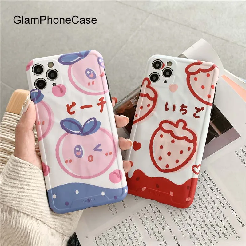 Мягкий силиконовый чехол GlamPhone с рисунком клубники и персика для iphone 11Pro/Max X XS Max XR