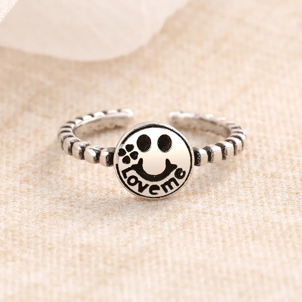 MEETSOFT Ring Imprint Opening For Women Adjustable Smile Retro Jewelry Gift | Украшения и аксессуары