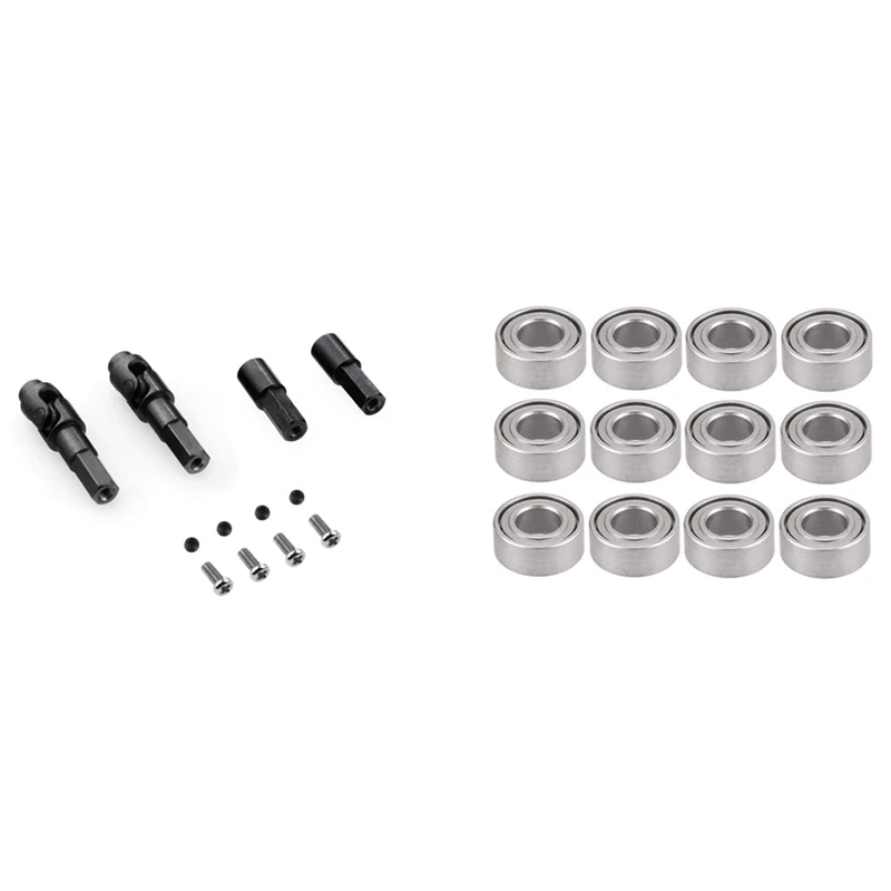 

4Pcs Front Axle Drive Shaft Rear Axle Shaft with 12PCS Steel Bearing for WPL C14 C24 C34 B14 B36 MN D90 MN99S RC Car