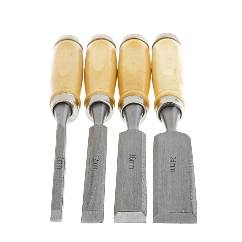 

2021 New 4Pcs/Set Wood Sculpture Flat Chisel DIY Woodworking Hand Tool