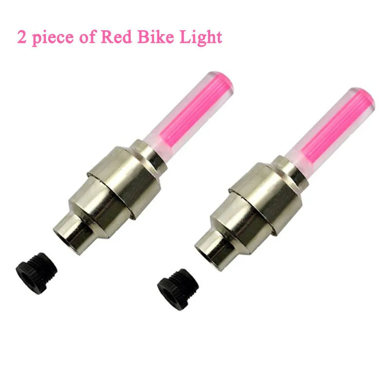 Red bike light 2 шт., велосипедный шинный газ, светильник с насадкой, светящиеся палочки, сердечник клапана, велосипедный светильник, шина, колесо, спица, светодиодный велосипедный фонарь, аксессуары для фонарей - Цвет: Red bike light