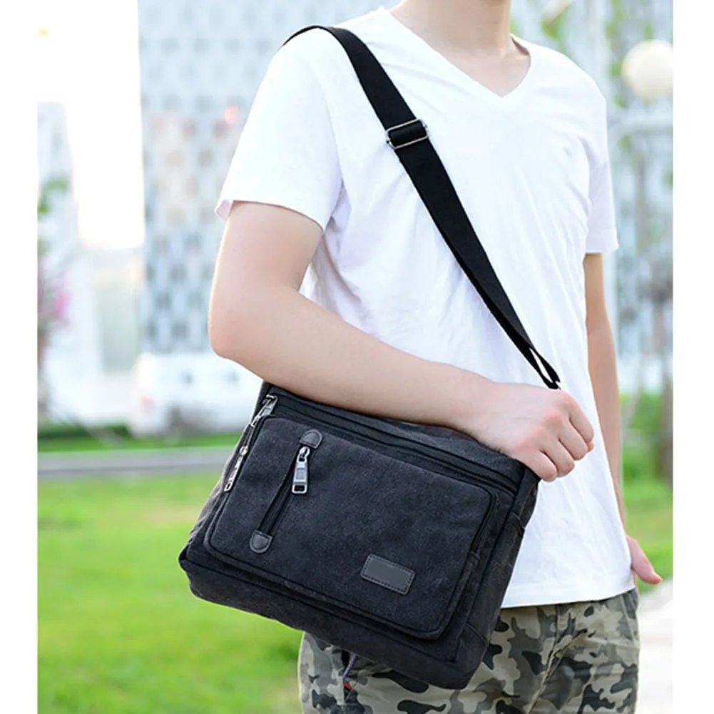 Многофункциональная вместительная холщовая сумка мессенджер в стиле ретро для