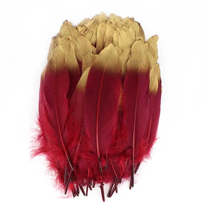 

10pcs Spray Gold Goose Feather Colorful Feather DIY wedding Jewelry Craft Clothing Sewing Supplies Plumes juju Hat Decoration