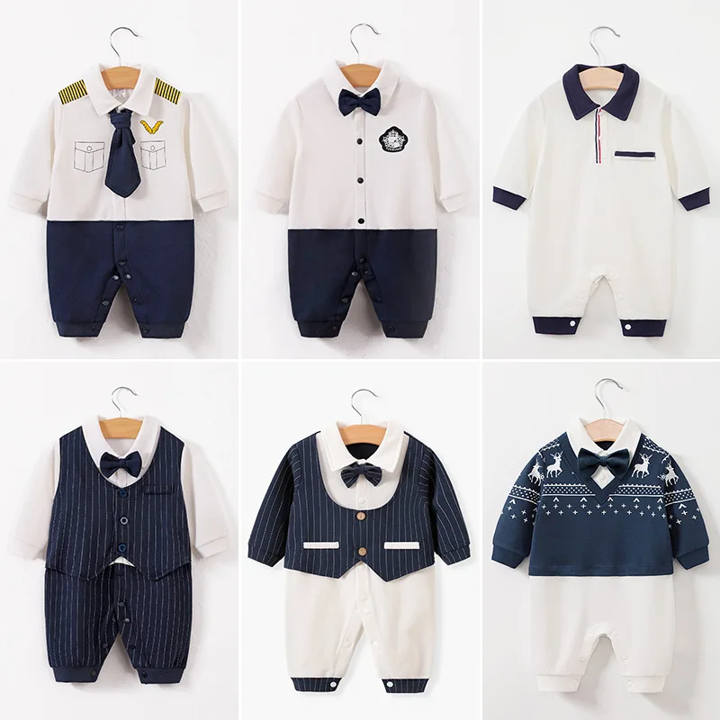 

Gentle Baby Boyts Autumn Rompers Long Sleeve Newborn Boy Jumpsuits for 0-2 Years Boys Clothing