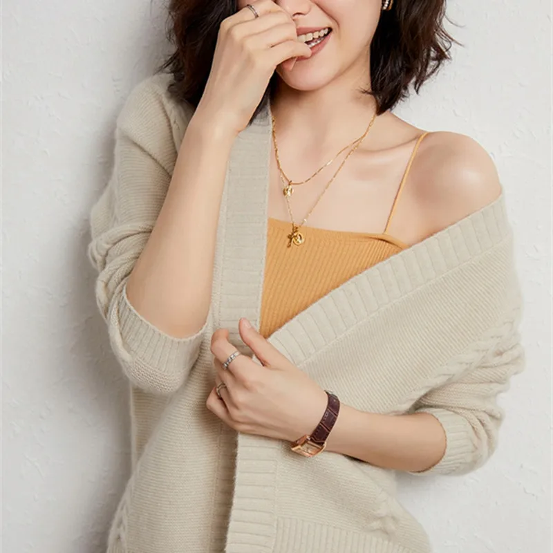 Женский свитер кардиган Новое поступление 100% кашемира и шерсти женский с