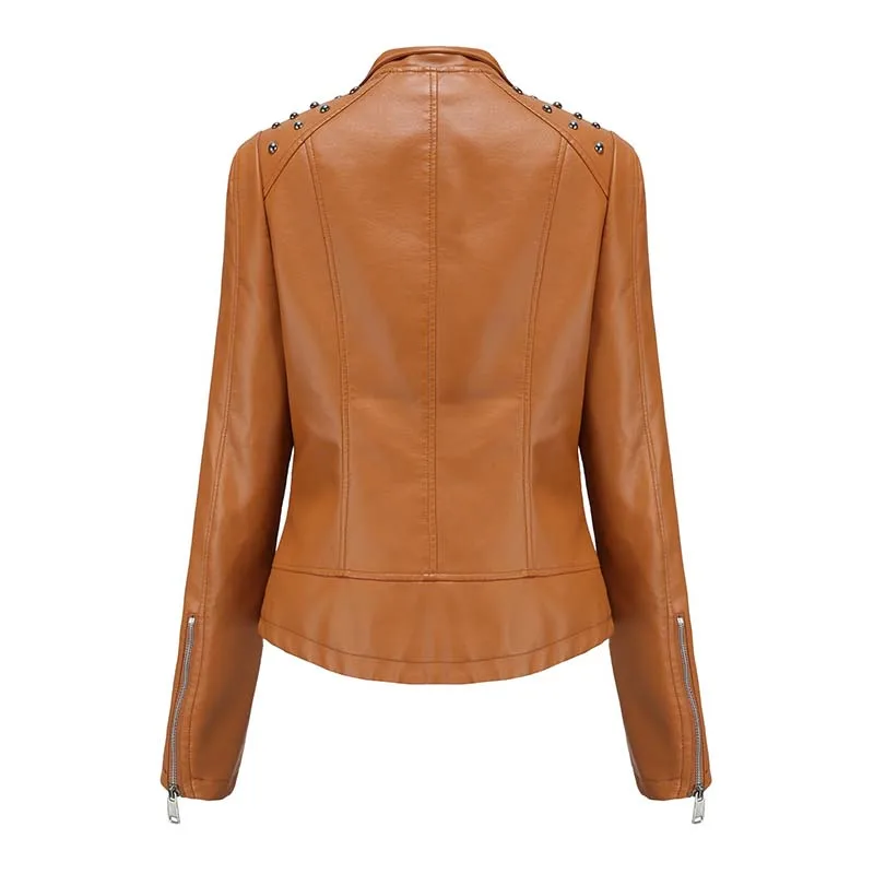 Leather Coat Pu Jacket Women Clothes 2021 Autumn Winter Long Sleeve Biker Fashion Motorcycle Jacket Black Faux Leather Outerwear