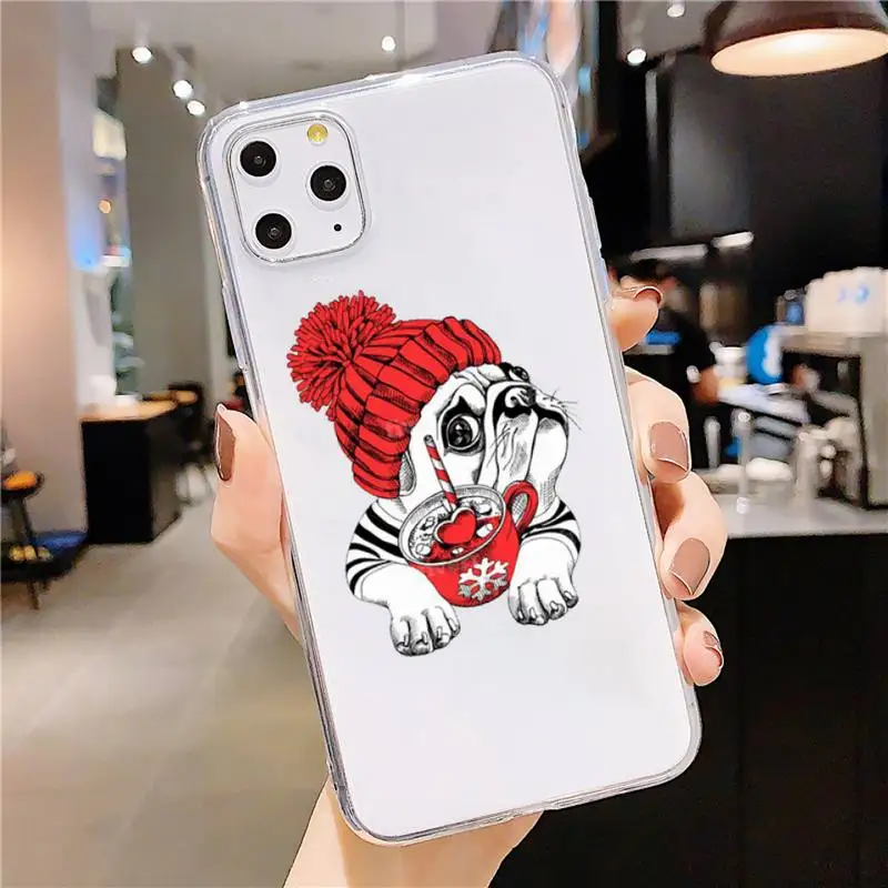 

Cute Bulldog Phone Case Transparent soft For iphone 5 5s 5c se 6 6s 7 8 11 12 plus mini x xs xr pro max