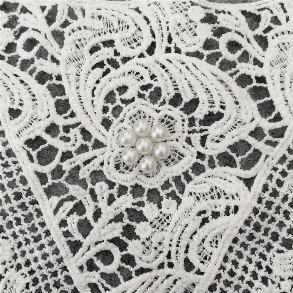Белый жемчужный вышитый кружевной воротник декольте Венецианская аппликация
