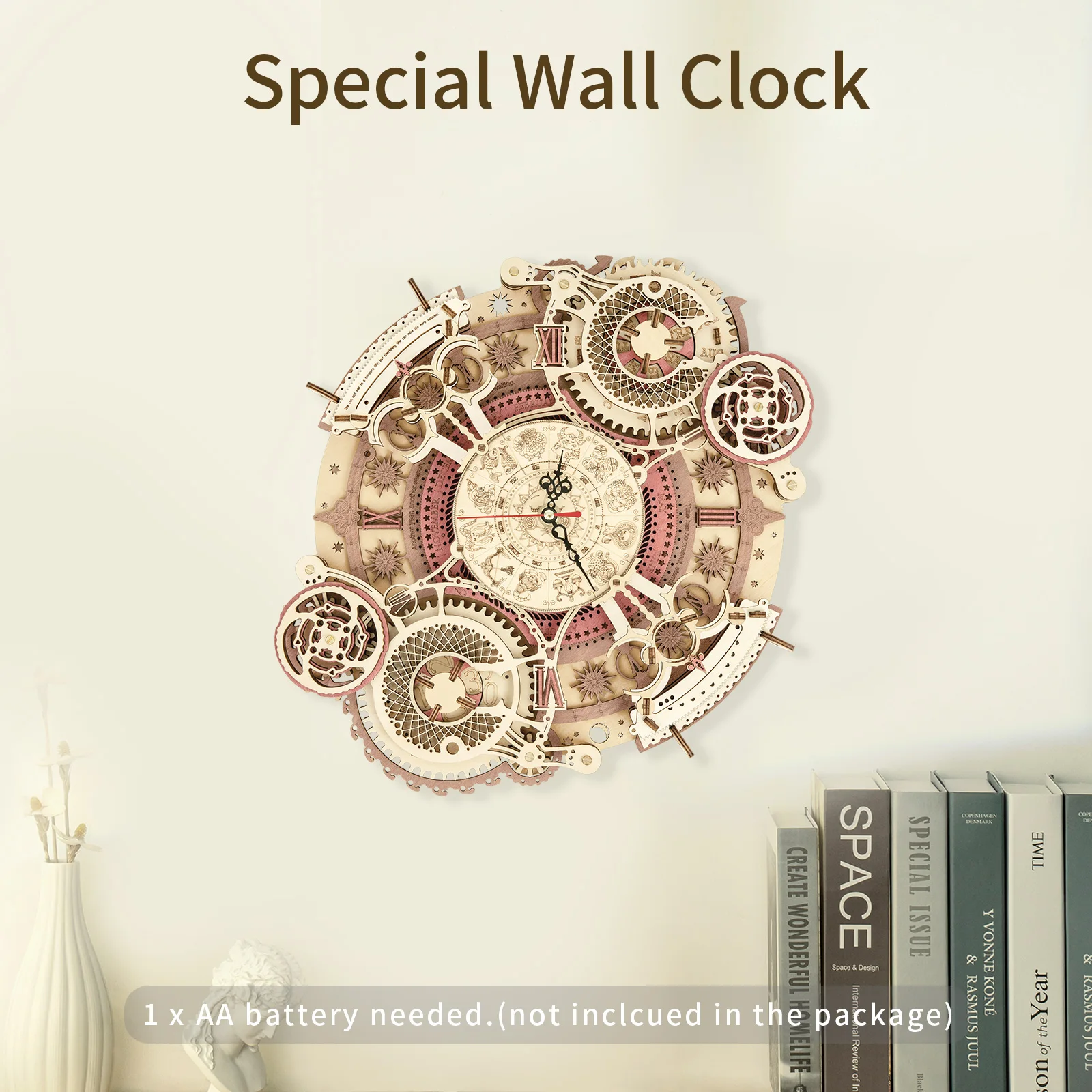 Robotime ROKR LC601 Zodiac Wall Clock 3d Wooden Puzzle Model Building Gifts | Игрушки и хобби