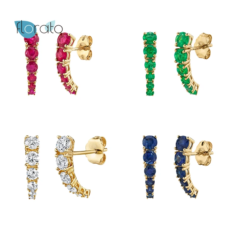 

925 Silver Ear Needle Geometric Stud Earring for Women Fashion Colorful Crystal Piercing Clips Rock Punk Wedding Jewelry Gift