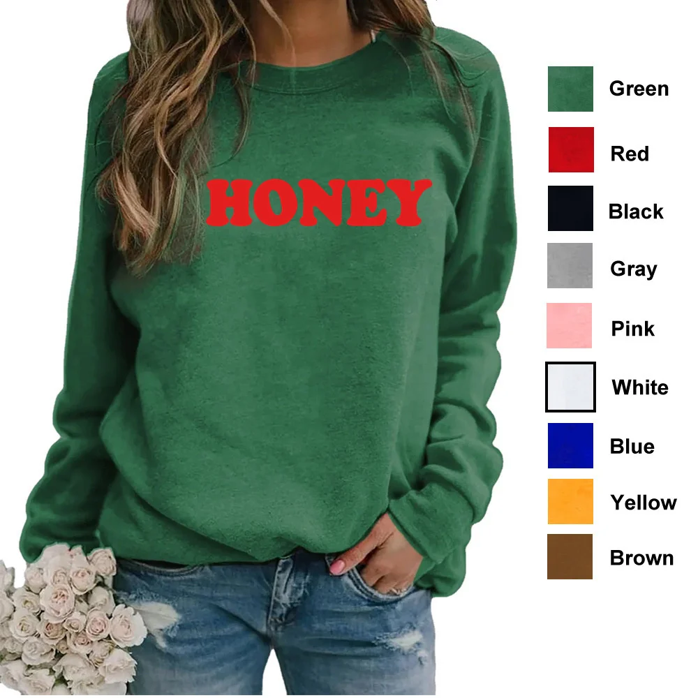 

Letter round neck women's blouse loose bottomed pullover jy86