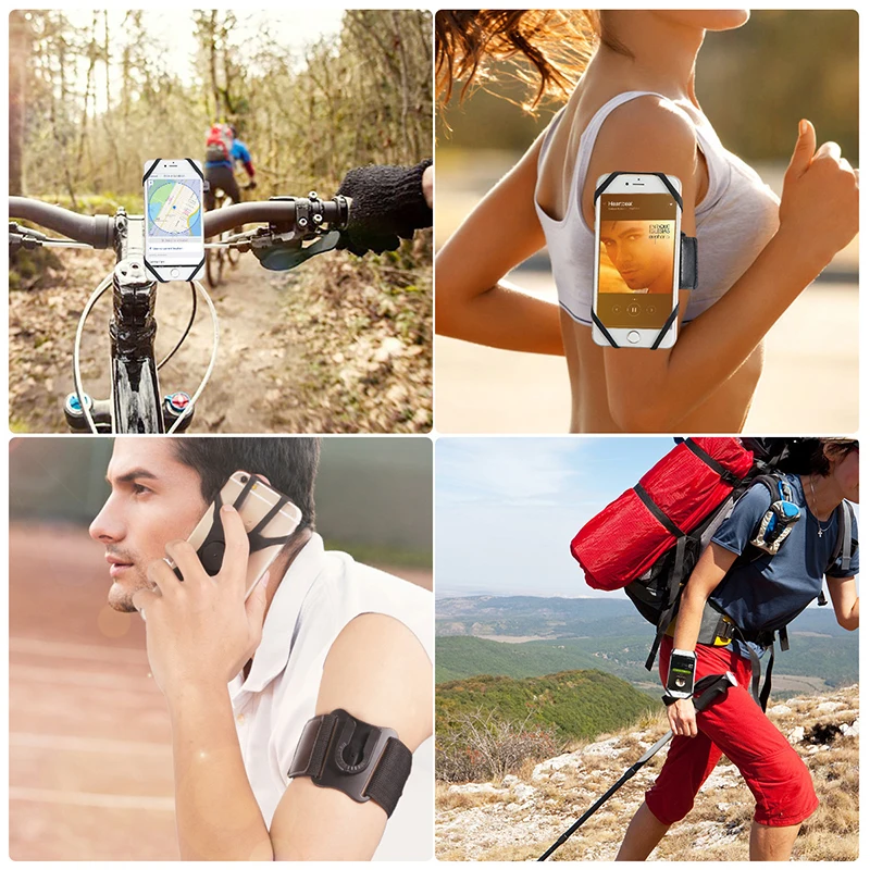 universal 3 in 1 bicycle phone holder gps motorcycle bike clip stands support bracket mount elastic arm band mobile phone cover free global shipping