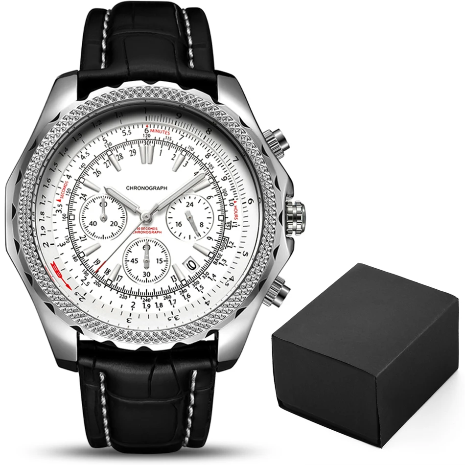 

TOP Brand 2019 Earth Series Multifunction Sports Men Watch Chronograph 6 Hands 24 hours Fashion Casual Genuine Leather Watch Men