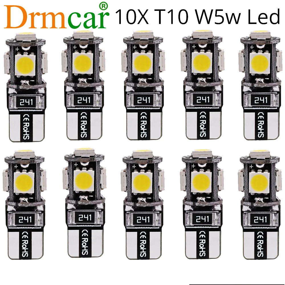10X T10 Canbus Белый Синий Красный 5smd Автомобильный номерной знак свет W5w 194 168