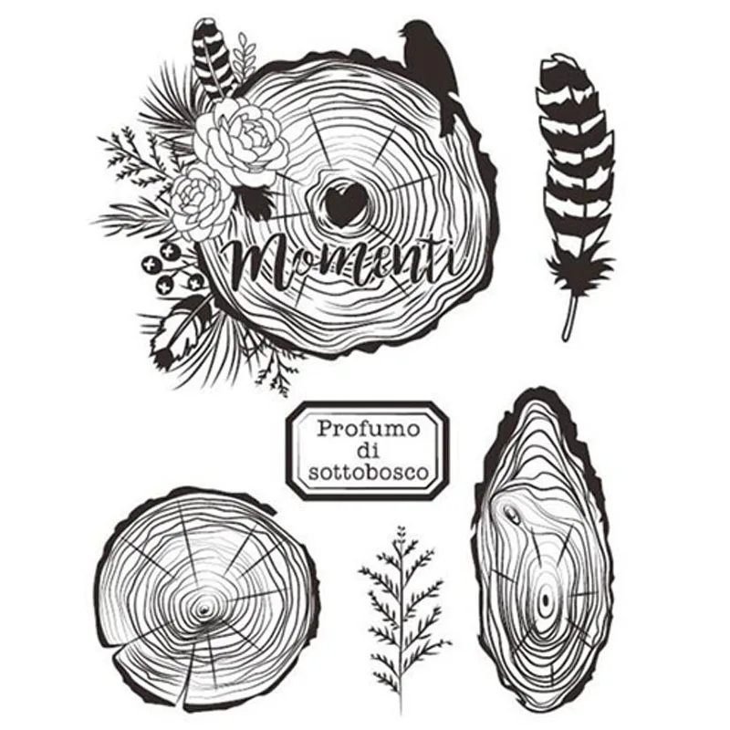 

Stamps And Dies 2021 New Arrivals Transparent DIY Tree Texture Silicone Seal Transparent Hand Account SealOnly The Stamp