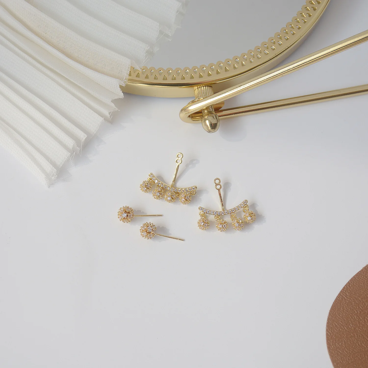 

Ins Hot Sale 14K Real Gold S925 Silver Needle Ball Tassel Stud Earrings for Women Cubic Zircon ZC Earrings Girl gift