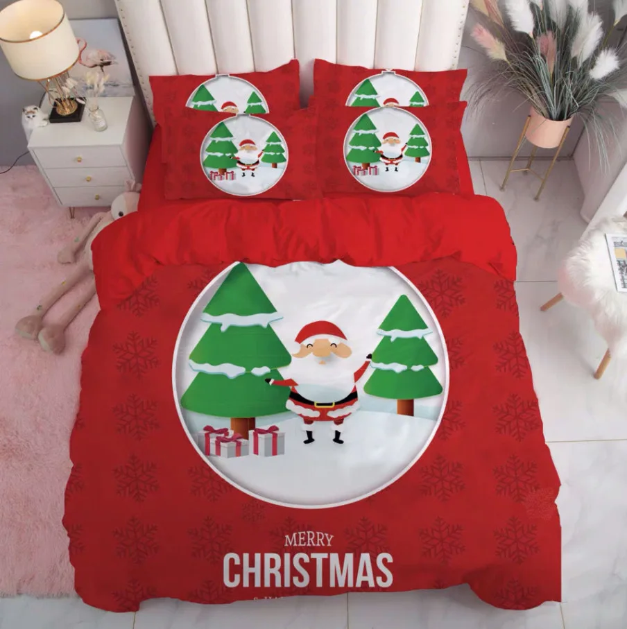 

Постельное белье, современный простой мультяшный стиль, Рождественский Комплект из трех предметов, шерстяное стеганое одеяло, Санта-Клаус
