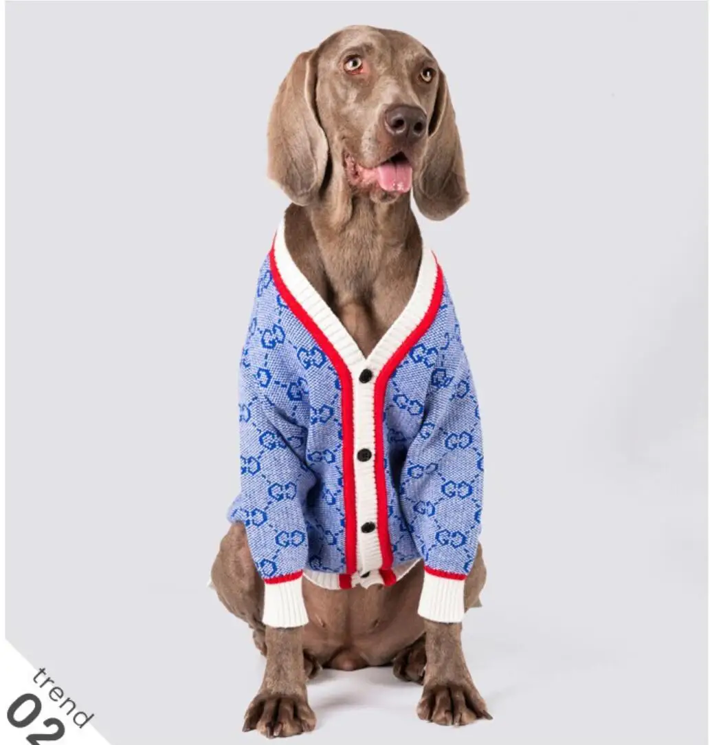 

Dog Cardigan Sweater Autumn Winter Cat Knitted Printed Sweater Pet Warm Clothes Puppy Kitten