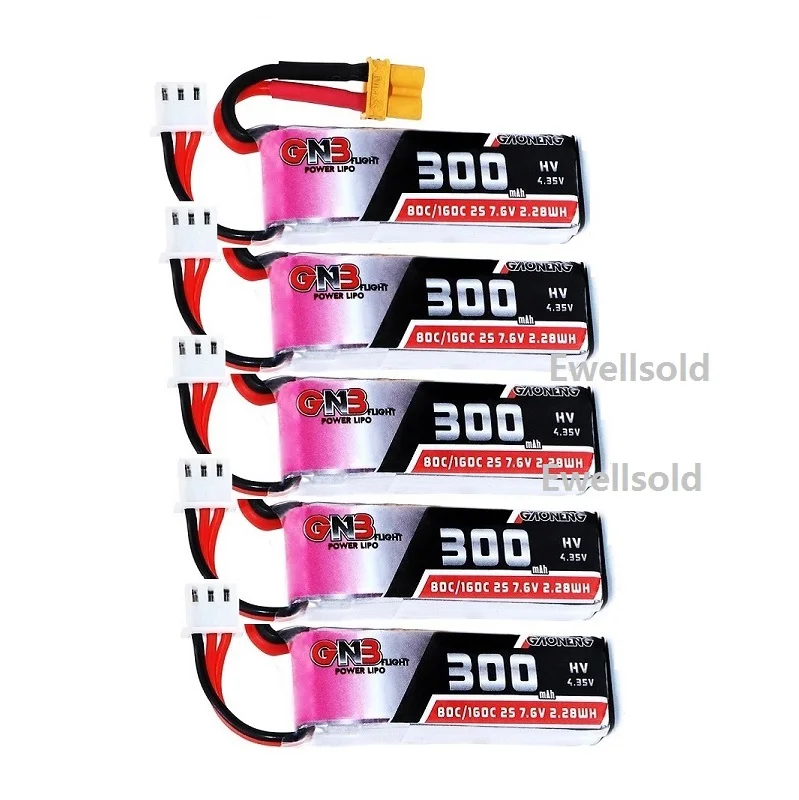 1 5 шт. 2S 7 6 V 300 mah 80C/160C HV Lipo батарея с штепсельной вилкой XT30 для Beta75X Beta65X дронов