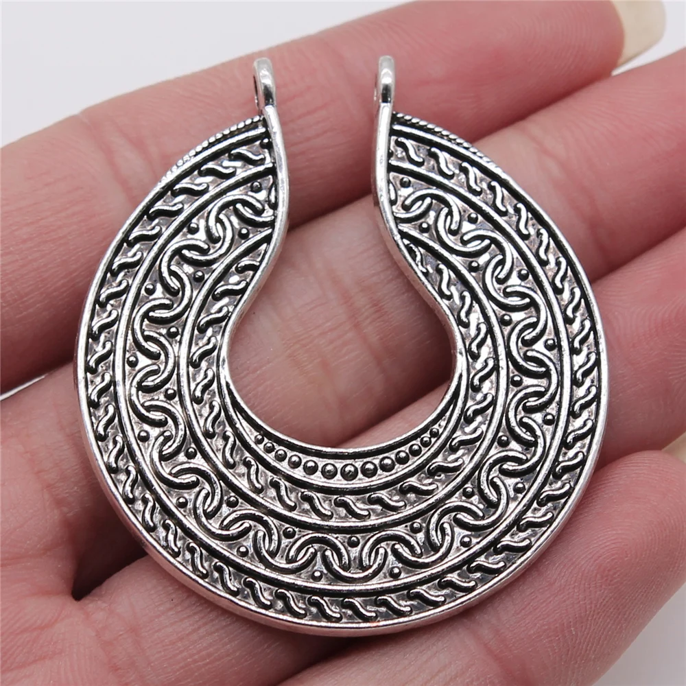 

2pcs Antique Silver Color 45x51mm Earring Pendant For Earring Making Charms For Jewelry Making DIY Jewelry Findings