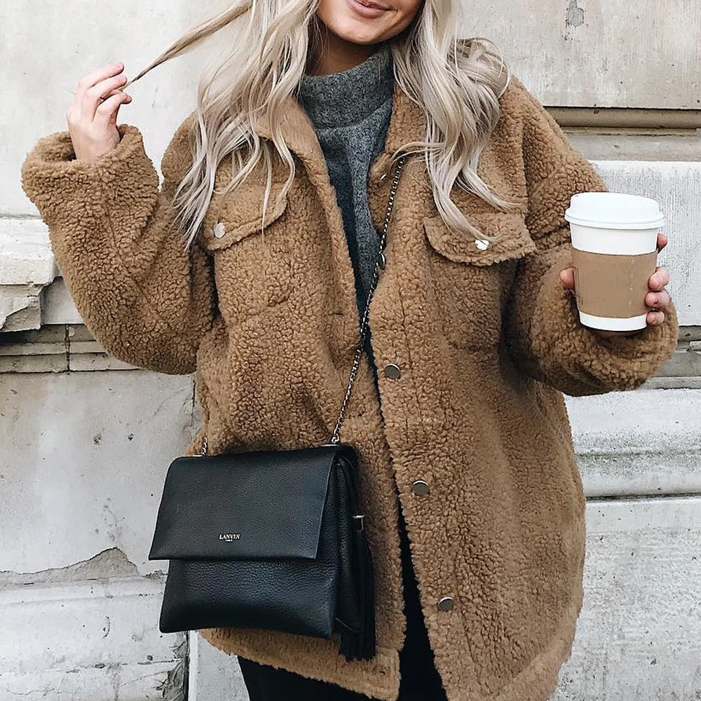 CALOFE 2019 элегантное женское пальто из искусственного меха зимняя трендовая теплая