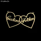 Ожерелье с именем на заказ KristenCo, ожерелье с двойным сердцем и именем, ожерелье для лучшей семьи, подарки с табличкой с именем