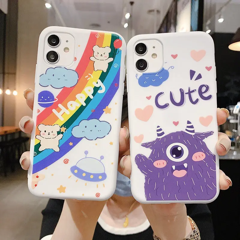 

Cute Cartoons Painted Phone Case For iPhone 11 Pro XS XR 8 7 6 5 SE Silicone Soft Anti-scratch Back Case Cover