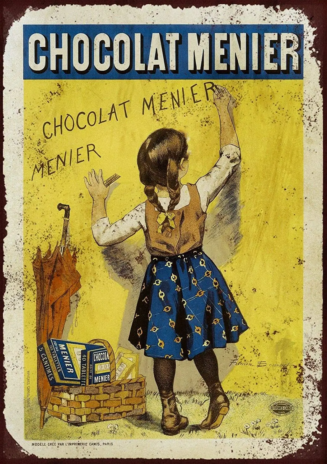 Французский шоколад ретро старинный металлический рекламный знак настенный