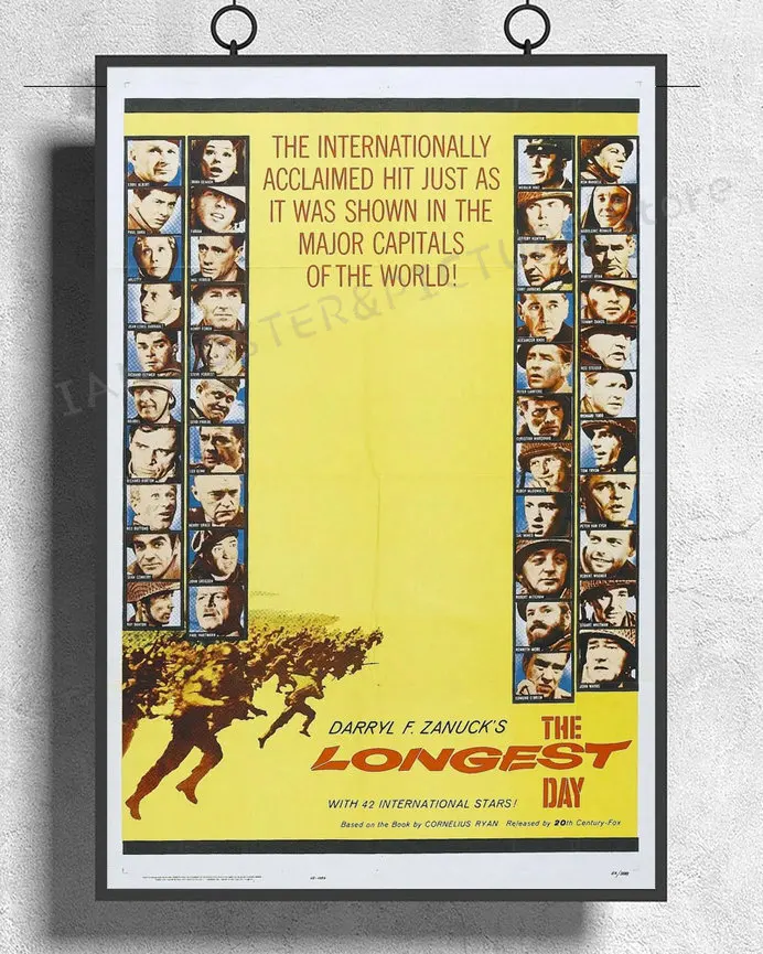 

NJ539 самый длинный день фильма (1962) наклейка на стену Второй мировой войны Шелковый плакат художественное украшение для дома