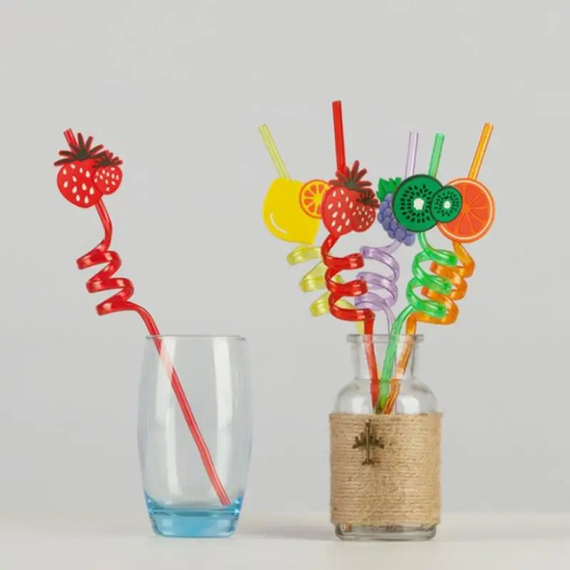 

10pcs Disposable Straws Creative Modeling Straws Fruit Ice Cream Animal Christmas PET Safety Plastic Cartoon Straws Dropshipping