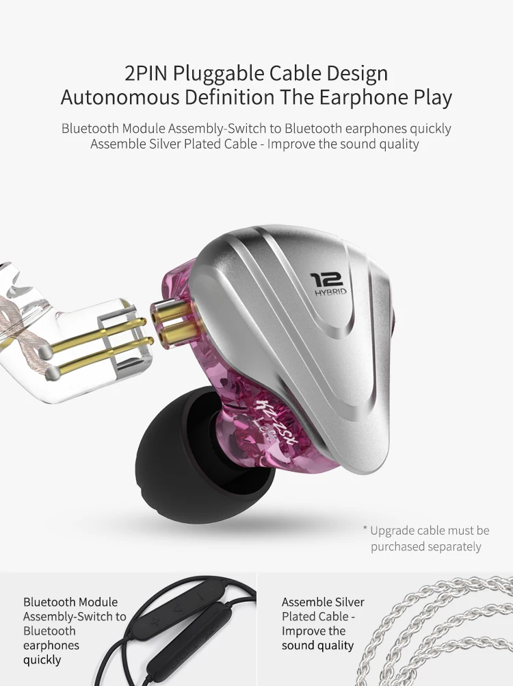 Гибридные наушники вкладыши KZ ZSX Terminator 5BA + 1DD 12 шт. Hi Fi Спортивная металлическая