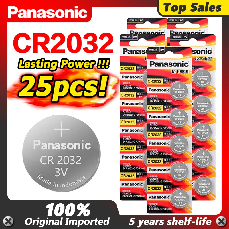 Горячая PANASONIC 25 шт. оригинальный cr2032 DL2032 ECR2032 5004LC KCR2032 BR2032 батарейка кнопочного