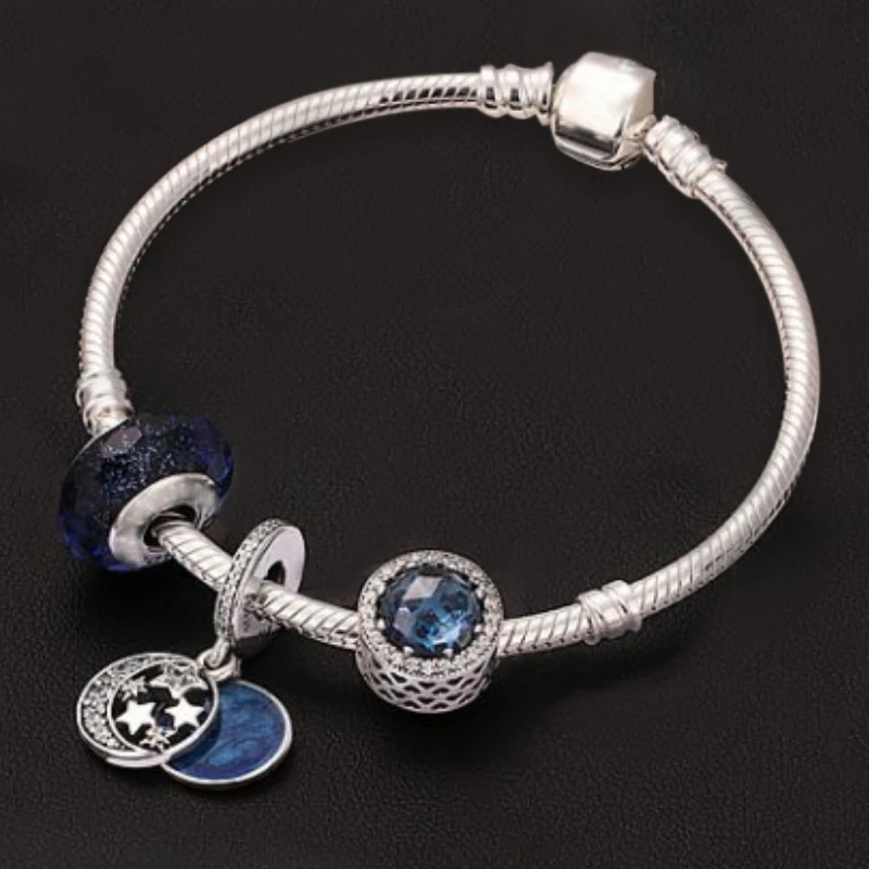 BBee Moon звездное небо Очаровательная основа цепочка змея Набор подвесок ювелирные