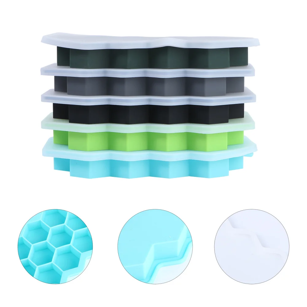 

5 Sets of Silicone Ice Cube Tray Frozen Ice Mold Jelly Chocolate Mold with Lid
