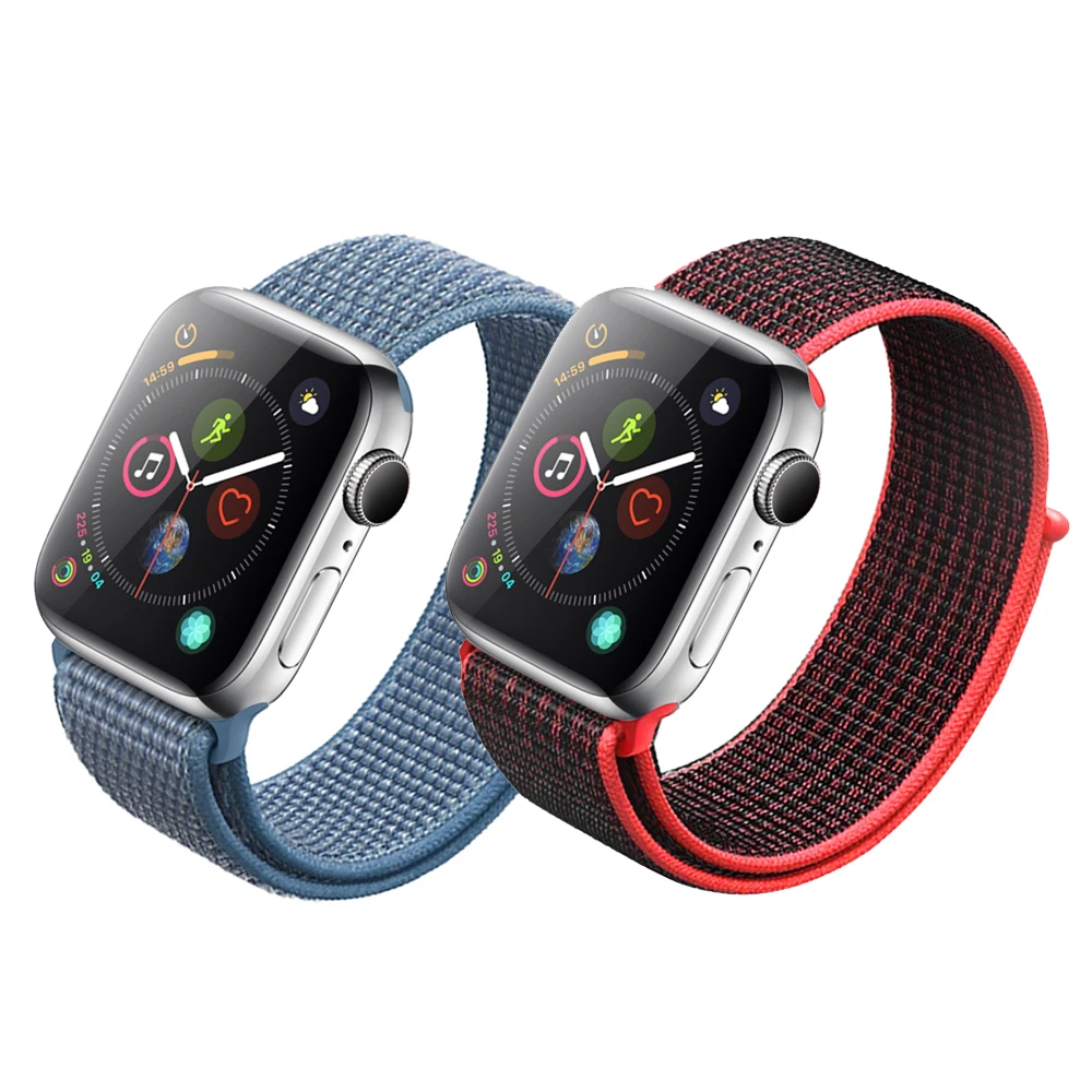 Нейлоновый ремешок для часов для Apple Watch Series 3 2 1 38 мм 42 мм мягкая дышащая Замена Спортивная петля для Iwatch Series 4 5 44 мм 40 мм
