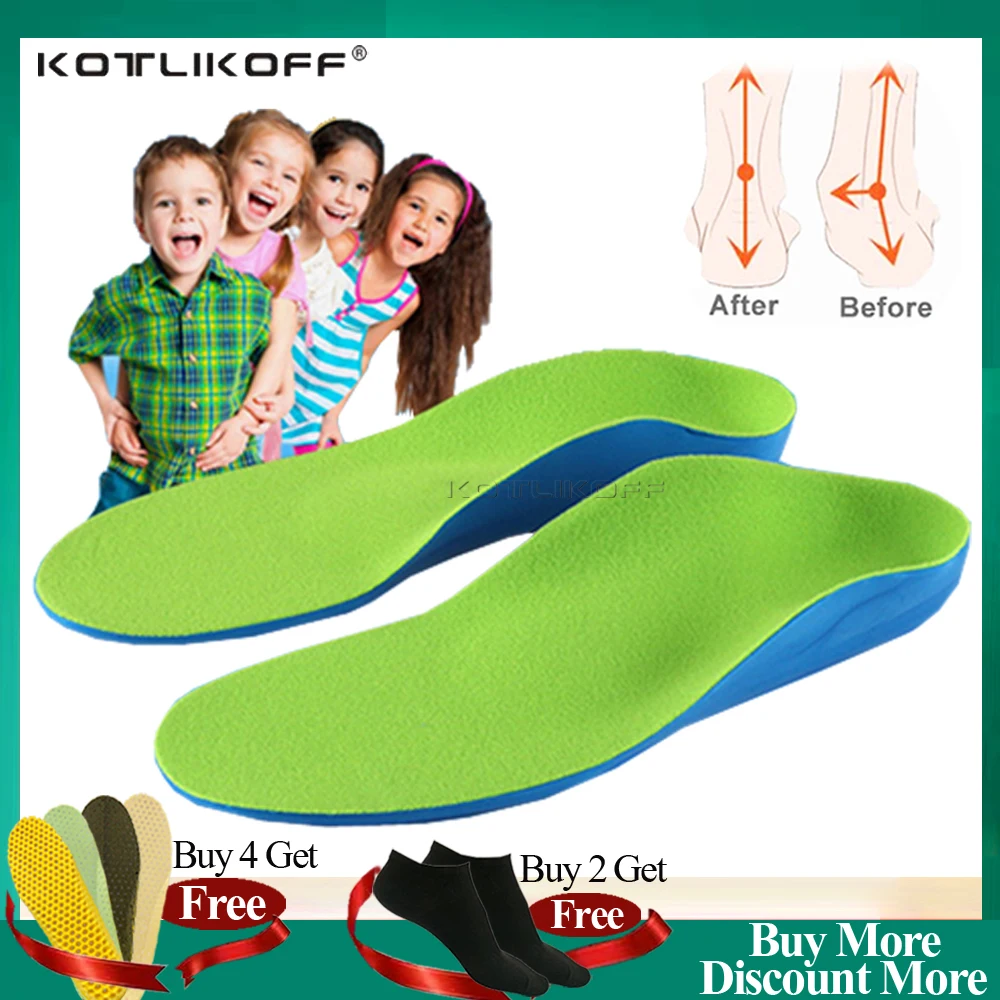 Kids Children's Orthopedic Pad Insoles For Feet Flat Foot Arch Support Orthotic Shoes Sole Correction Relieve O/X Legs Insoles