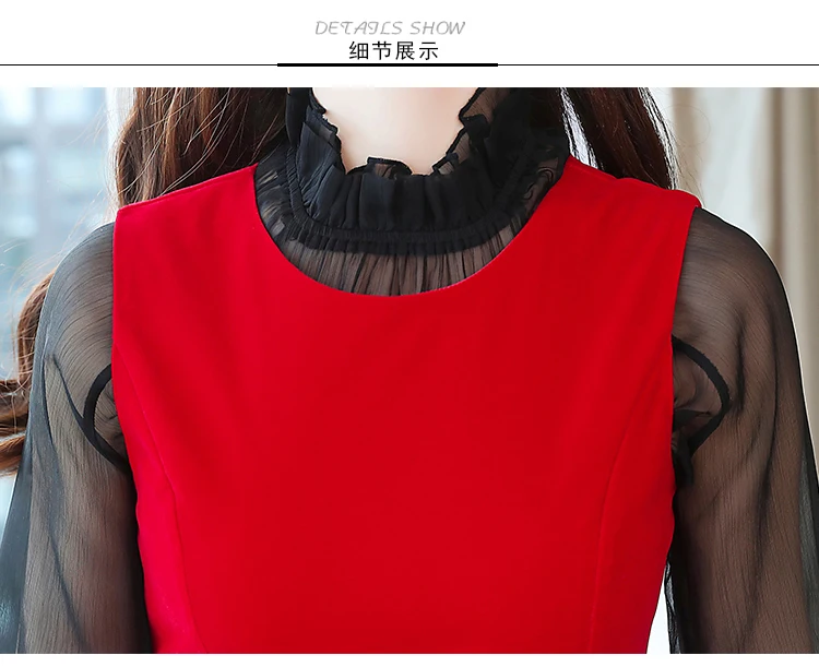 женское Повседневное платье с длинным рукавом 2018 осень зима прозрачное