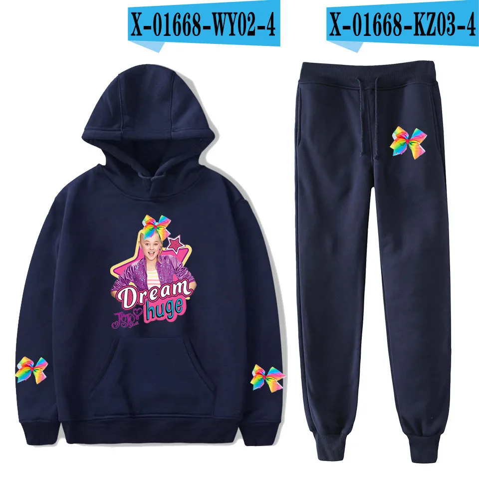

Harajuku Cute Hoodies Pants Fashion 2 piece set jojo siwa &middot Fashion Long-sleeved Hooded Sweater 2Pcs Women/Men Tracksuit