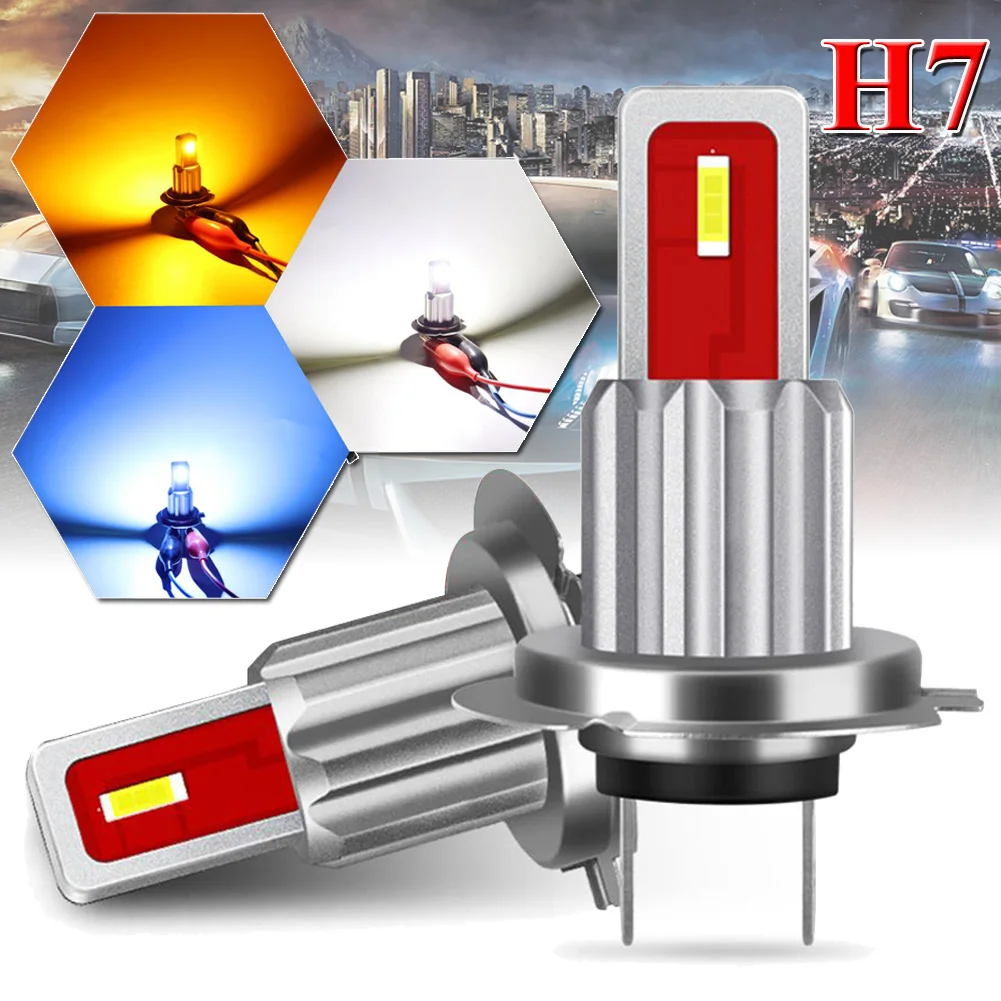 

TRUEFUL 2PCS H7 LED CSP 1800LM Fog Lamp Bulb 12V 24V 6000K White Amber Bulb Car Daytime Running Light
