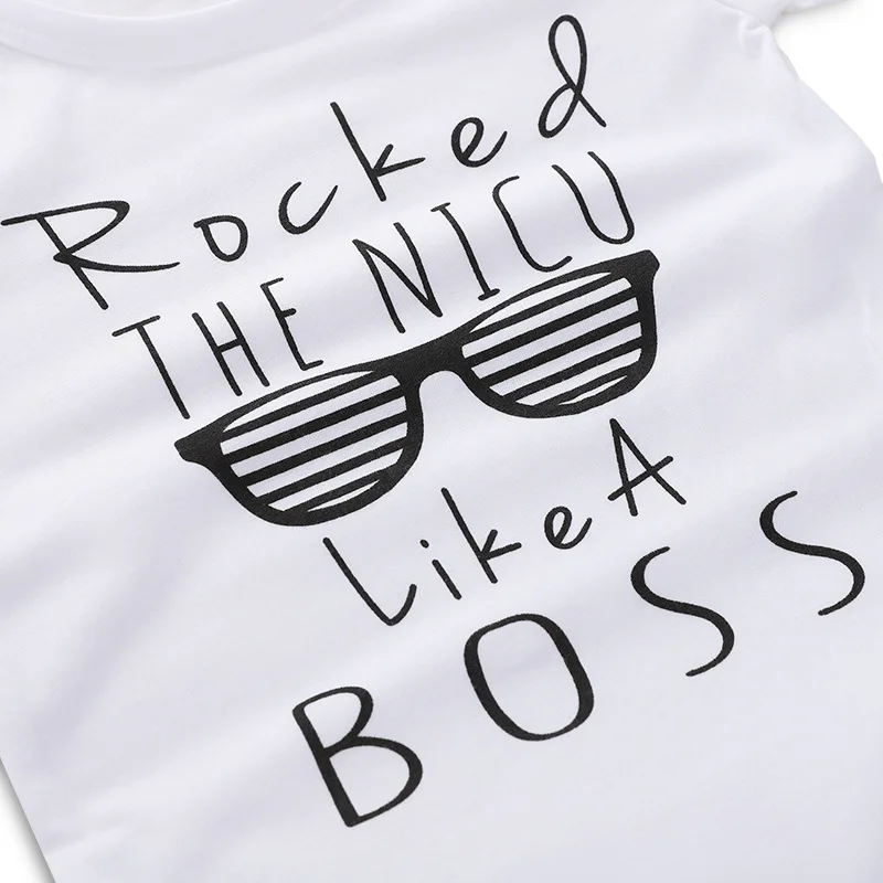 Комбинезоны для новорожденных с принтом в виде босса боди короткими рукавами