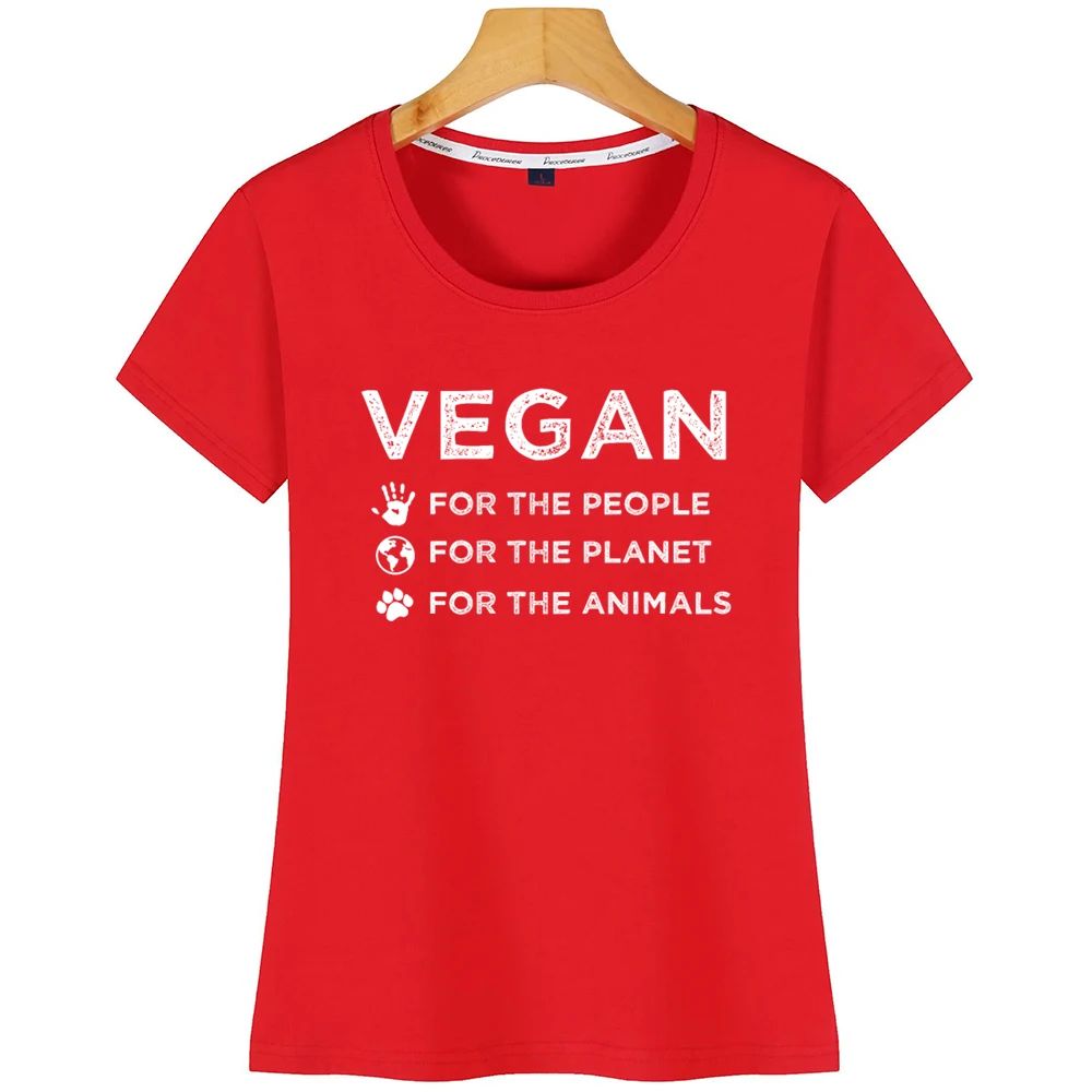 Топы футболки для женщин Vegan People Planet Animals органические забавные надписи короткая