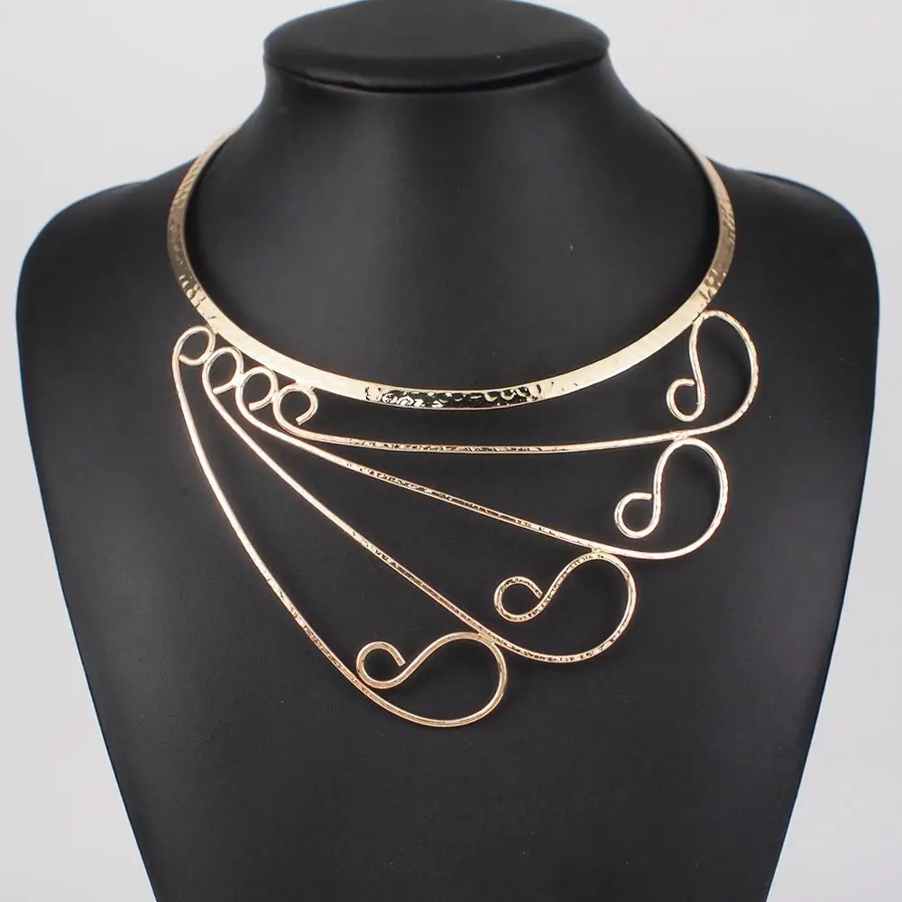 Винтажные металлические колье-чокеры ожерелья для женщин большие ювелирные