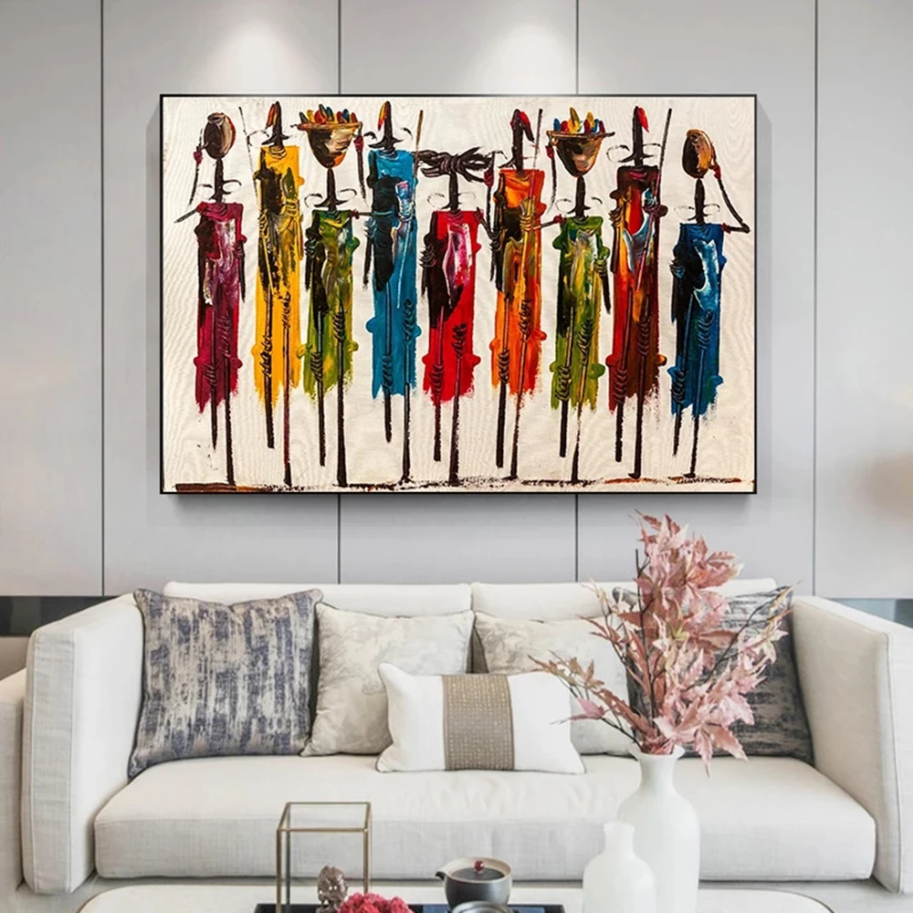 

Wall Art Decor Colorful Abstract African Figure Canvas Print Posters and Prints Wall Art Pictures for Living Room Home Decor