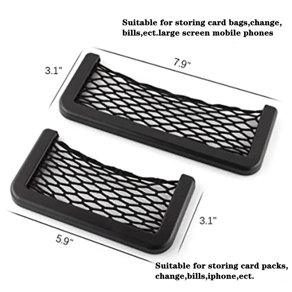 universal car seat side back storage net bag phone holder pocket organizer multifunction stick on mesh pocket phone accessories free global shipping