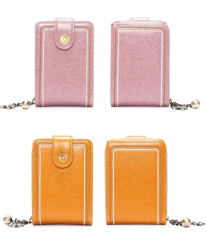 Кошелек из натуральной кожи тройной складной женский держатель для карт с