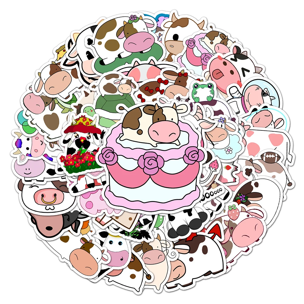 

10/30/50PCS Cute Cow Cartoon Stickers Graffiti DIY Guitar Phone Luggage Fridge Water Bottle Aesthetic Sticker Decal Kid Toys